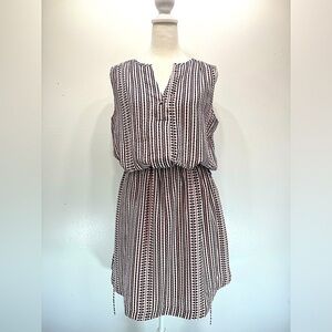 Gap Red White & Blue Drawstring Waist Sleeveless Chiffon Shirttail Hem Dress M